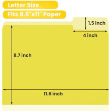 Arkivmapper i Letter-størrelse, gul, 100-pak manillamapper, 8,5 x 11 1/3-skårne faner, farvede arkivmapper, kontor, hjemmeskole, til dokumenter,