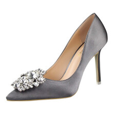 Sko Dame Pumps Elegante Høje Hæle Med Rhinsten Tynde Spidse Sko 7,5 (40)