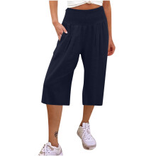 Zomerse capri broek voor dames in grote maten, losse wijde pijpen, hoge taille, rechte broek, casual broek voor dames