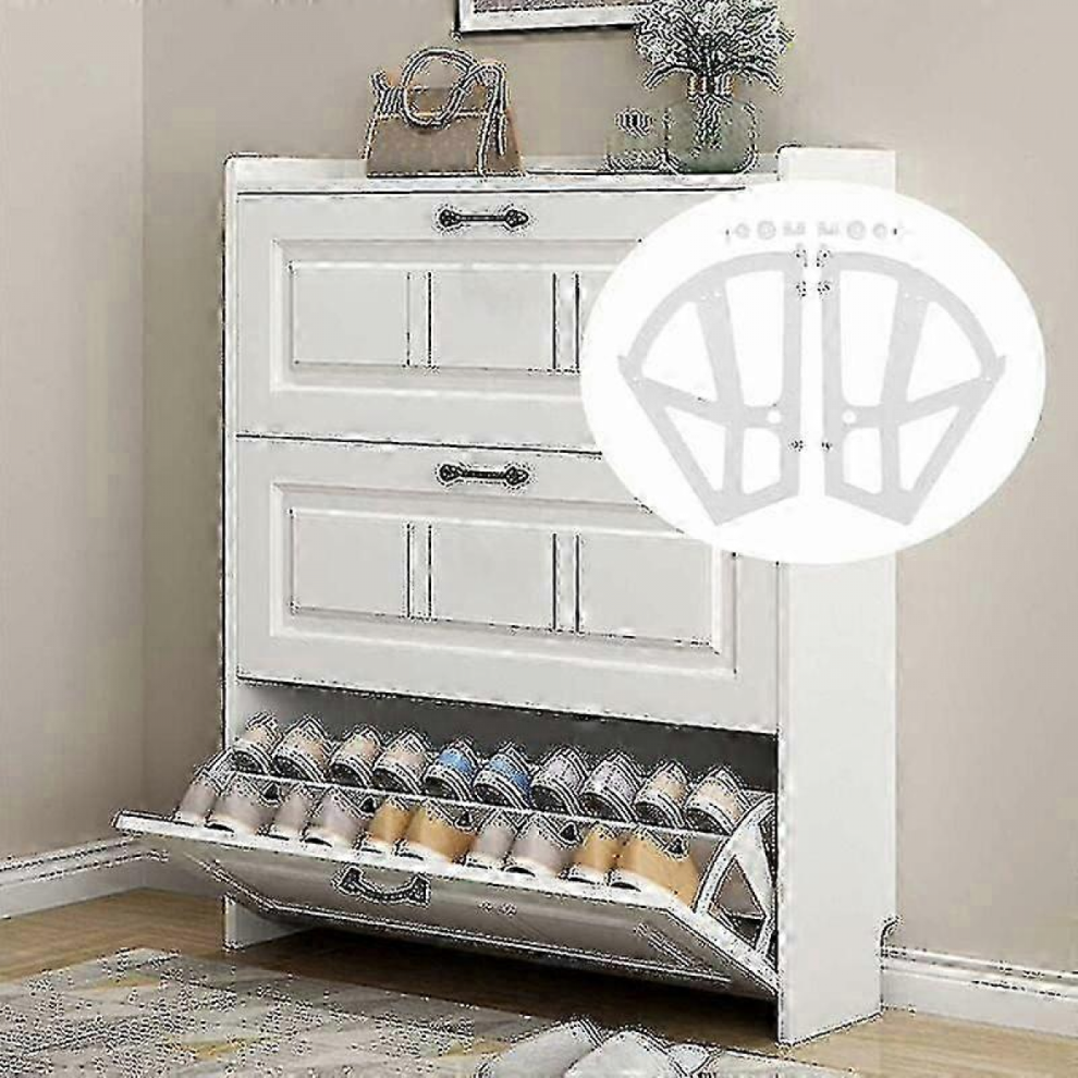 25-26 Pair Shoe Cabinet Shelves Home Hollow Double Shelf Shoe Rack Cabinet Drawer Shoe Rack, Shelf, Cabinet Hingewhite-excellent