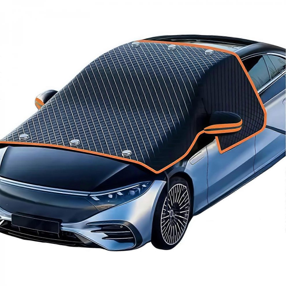 Car Windshield Snow Cover With Magnetic Secure Fit, Waterproof Allseason Frost Guard For Cars And Suvs Black 7771292232136