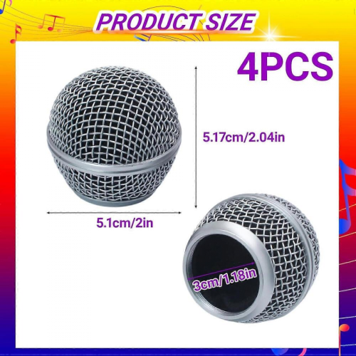 4PCS Silver Microphone Grill Replacement with Builtin Foam Windscreen for SM58 and Beta 58A 1