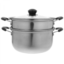 Panela a vapor de aço inoxidável com cesto escorredor, utensílio de cozinha doméstico, 24,00 x 16,50 x 20,00 cm, fácil de limpar, 1 unidade.