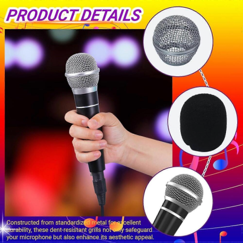 4PCS Silver Microphone Grill Replacement with Builtin Foam Windscreen for SM58 and Beta 58A 2