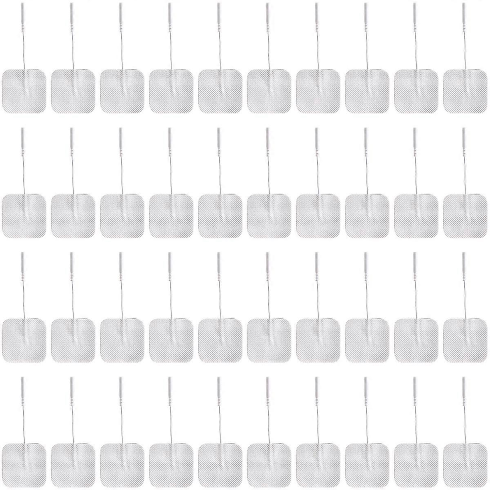 40pcs TENS Unit Pads, 2X2 Electrodes for EMS Muscle Stimulator Electrotherapy Pads