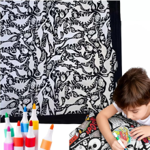 (Dinosaur)DIY Coloring Blanket with Markers for Halloween Decorationsf