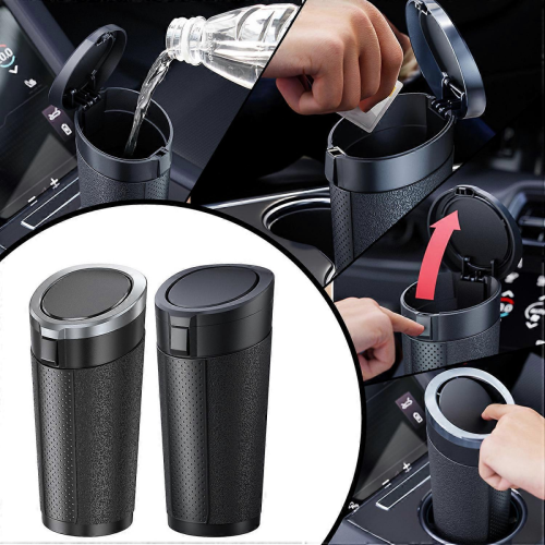 (Black)Odor Locking Car Cabin Garbage Can Ergonomic Space Saving Solution Vehicle Waste Container for Long Distance Driving Multicolor 1
