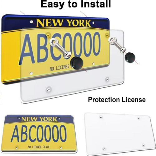 Protetor de placa EASTIN em plástico transparente com parafusos e tampas - Pacote com 2 unidades 2