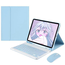 Toetsenbordhoes met muis, compatibel met Galaxy Tab S9FE 10.9 inch, afneembare, schattige toetsenbordhoes met ondersteuning voor het opladen van de S