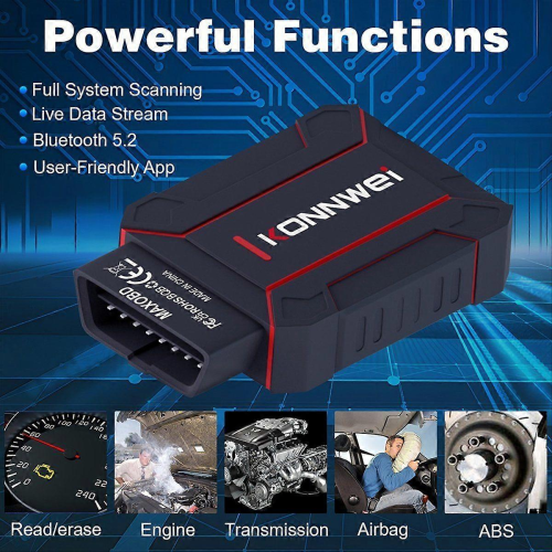 MAXOBD Lecteur de codes de diagnostic automobile Scanner tous systèmes Bluetooth 5.0 pour Android et iOS Outil OBD 2