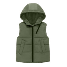 Effen groen vest met capuchon voor kinderen, gevoerd en mouwloos – Warme herfst/winter bovenkleding voor jongens en meisjes van 3-11 jaar (geschikt
