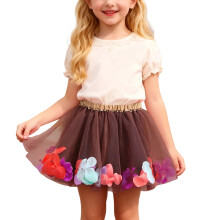 Tutu Dress for Girls 4-6 Years, Puffy Tulle Ballet Pettiskirt, Layered Party Dress, Casual Outfit, Coffee – Compatible with Tutu Skirts