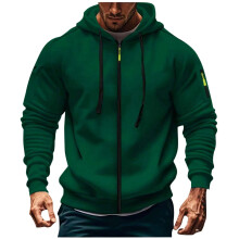 Felpa con cappuccio da uomo a tinta unita con tasca, cerniera e coulisse, casual sportiva, a maniche lunghe, taglie dalla S alla 3XL