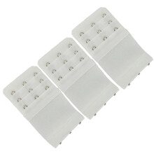Stretch Elastic Bra Extender, 3-Hook, White (3-Pack)