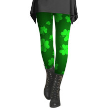 Leggings pour femmes, imprimé trèfle pour la Saint-Patrick, taille haute, tendance, pour le sport, slim, stretch, pantalon de yoga, vert