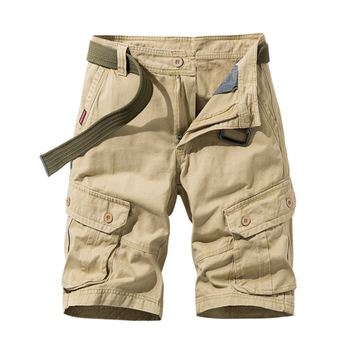 Short cargo décontracté pour homme, uni, multipoches
