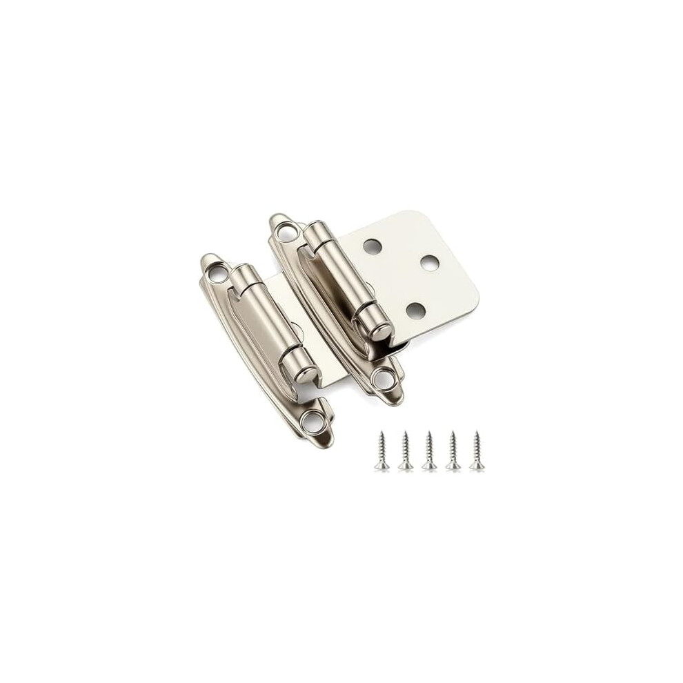 60-Pack 1/2" Overlay Cabinet Hinges, Self-Closing Semi-Concealed, Satin Nickel W/ Bumpers Â Compatible With Standard Cabinets 9329345920264