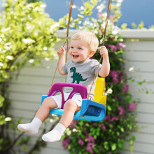 Outsunny 3 in 1 Kids Swing Seat, Adjustable Toddler Swing Chair, Light Blue