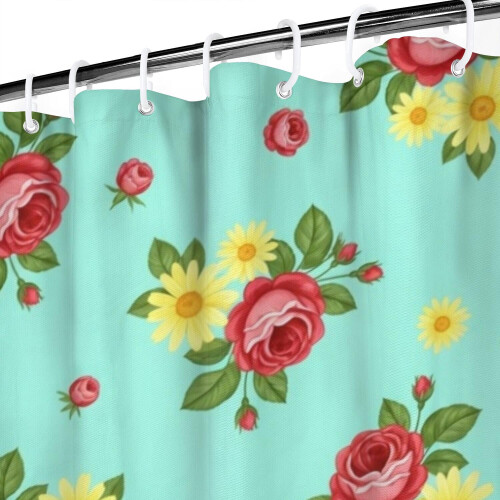 Κουρτίνα ντους με floral εκτύπωση 84x72 ίντσες με 12 γάντζους 2