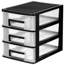Organiseur de bureau à 3 tiroirs - Support portable en plastique (noir)