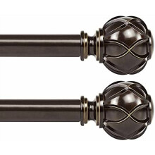 2,5 cm teleskopisk gardinstang 61–112 cm, 2-pakning antikk bronse, nettingspiraler, kompatibel med vinduer 30–44 cm
