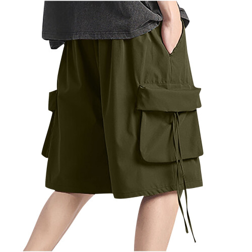 Ανδρικά Σορτς Casual Casual Μονόχρωμο Παντελόνι με Κορδόνι στη Μέση, Αθλητικό Σορτς 2
