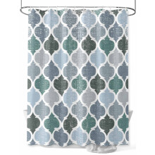 Rideau de douche géométrique marocain 91 x 183 cm, imperméable, à œillets et crochets, vert-gris vintage, lavable – Compatible avec les