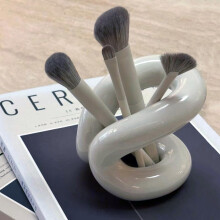 Porte-pinceaux de maquillage minimaliste en céramique blanche, support pour pinceaux et brosses à dents, décoration de coiffeuse