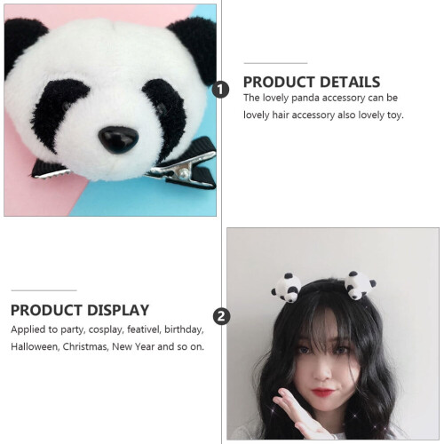 FRCOLOR4 τεμάχια κλιπ μαλλιών Panda λευκό σετ κορδέλας μαλλιών με σχοινί και λαστιχάκια 1