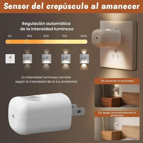 Luz noturna de tomada de parede LED preta (4 peças) 2