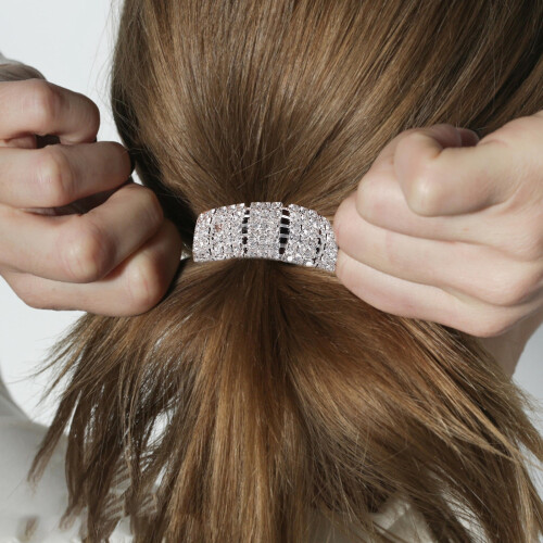 Fermacoda con strass, elastico per capelli senza pieghe, accessorio per capelli per donne e ragazze 2