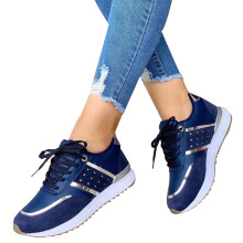 Kukoosong Women's Color Block Sneakers, Thick Sole, Non-Slip, Comfy Casual & Work Shoes – Blue 9, compatible with outdoor/sports/food service