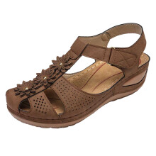 Sandals Dingeacha Ardáin le Bláthanna Loga do Mhná, Sandals Babhta le Bláthanna Loga compordacha do Mhná Sandals le Bonn Bog