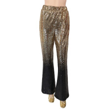 Calça feminina com brilho, estilo casual, flare, com lantejoulas e glitter, ideal para apresentações de palco, festas e carnavais. Confortável,