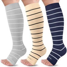 Open Toe Compression Socks for Women & Men 20-30mmHg Toeless Sock Knee High Support Stockings for Circulation Nurses Pregnant Travel