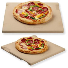 Pizza Stone, 12"x12" Square Pizza Stone for Oven Grill BBQ, Cordierite Baking Stone for Bread & Pie, Unique Built-in 4 Handles Cooking Stone