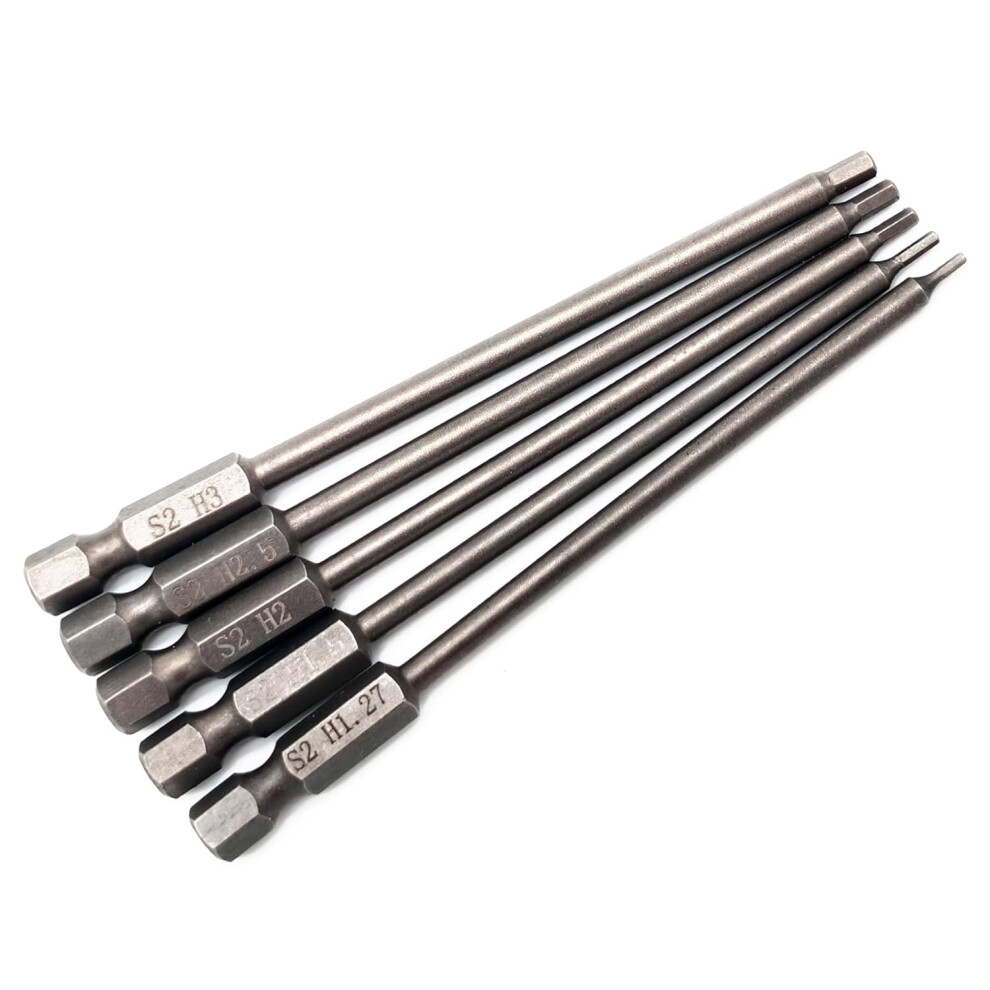 5-Pack Rc Hex Bit 1.27Mm 1.5Mm 2.0Mm 2.5Mm 3.0Mm Hex Head Allen Wrench Drill Bit Set For Screwdrivers Electric Screwgun/Power Drill 9555307256410