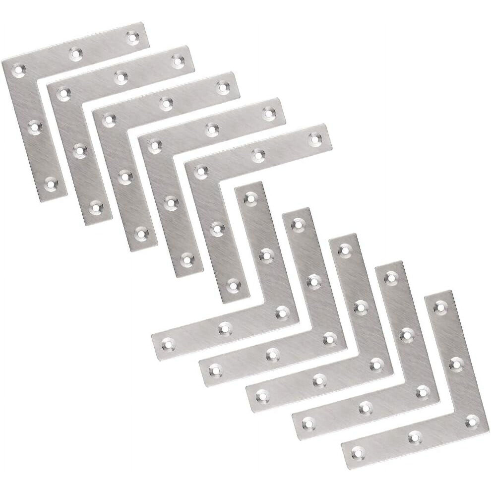 Flat Corner Braces For Furniture Â Stainless Steel L Brackets, Compatible With Wooden Beds & Shelves, Multi-Hole, Durable 9555307256458