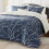 Twin Comforter Set Floral Navy Blue 5-Piece 1