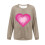 Felpa da donna a coste con scollo rotondo e cuore per San Valentino, lunga 4