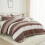 Brown comforter set full size 3-piece stripe bedding 5