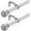 Set bară perdea argintie 32-48in 5/8in metal rezistent 1
