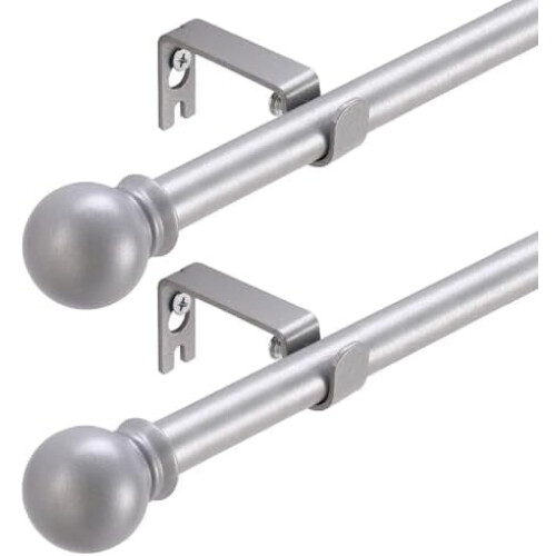 Set bară perdea argintie 32-48in 5/8in metal rezistent