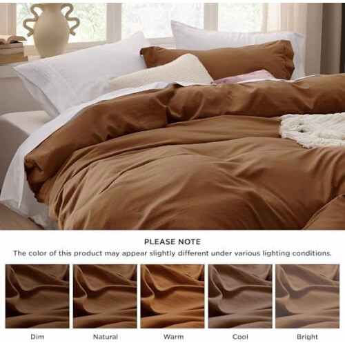 Brown Queen Duvet Cover Set 3 pcs Prewashed Microfiber 2
