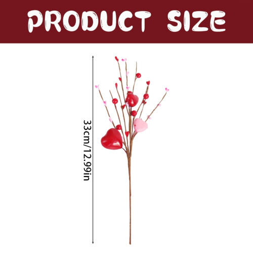 Artificial Flowers Red Hearts Valentine's Day Decor 2