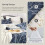Twin Comforter Set Floral Navy Blue 5-Piece 3