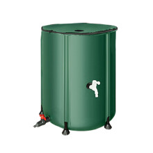 500L Collapsible Rain Barrel with Spigot, LeakProof PVC Water Storage Tank for Outdoor Use