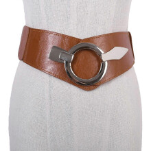 (style2002) Women's wide elastic waist belt, fashion vintage waist belt with silver ring clasp