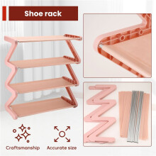 Simple Household Shoe Storage Artifact Z-Shaped Shoe Rack, Cute Shoe Rack Multi-Layer Assembly Shoe Rack B