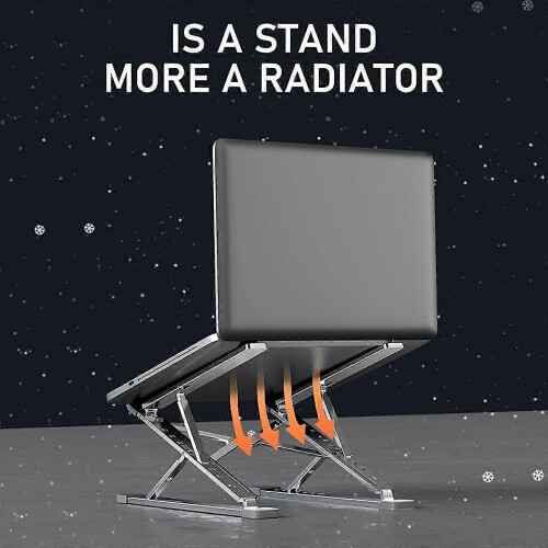 (Silver) Portable Laptop Stand for Desk, Lightweight Aluminum Double Layer Foldable Height&Angle Adjustable Ergonomic 2